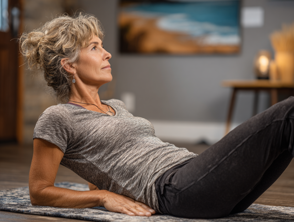 Мирна атмосфера йога-студії з природним освітленням